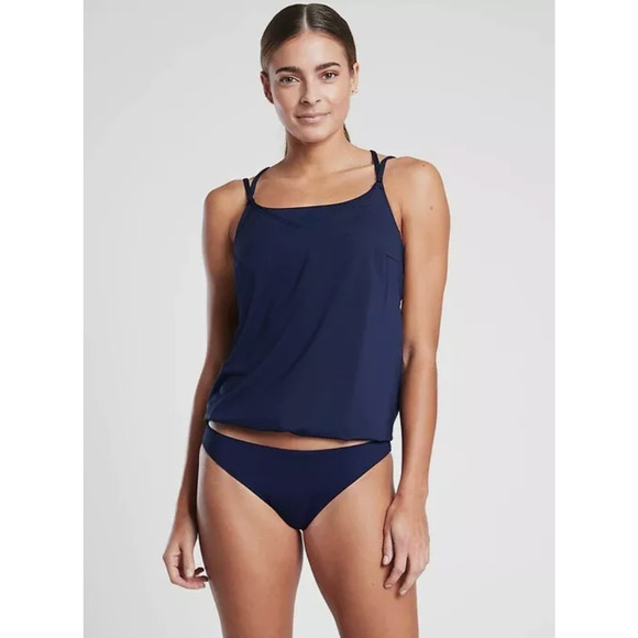NWT 36 B/C Dress‎ Blue Athleta Seascape Bra Cup Sea Scape Blousy Tankini Top $74 - Picture 1 of 7